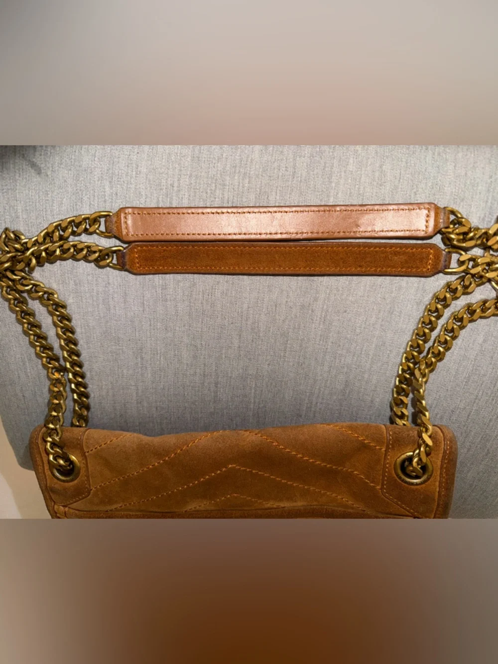 YSL Saint Laurent Cognac/Tan Suede Handbag - Picture 11 of 16